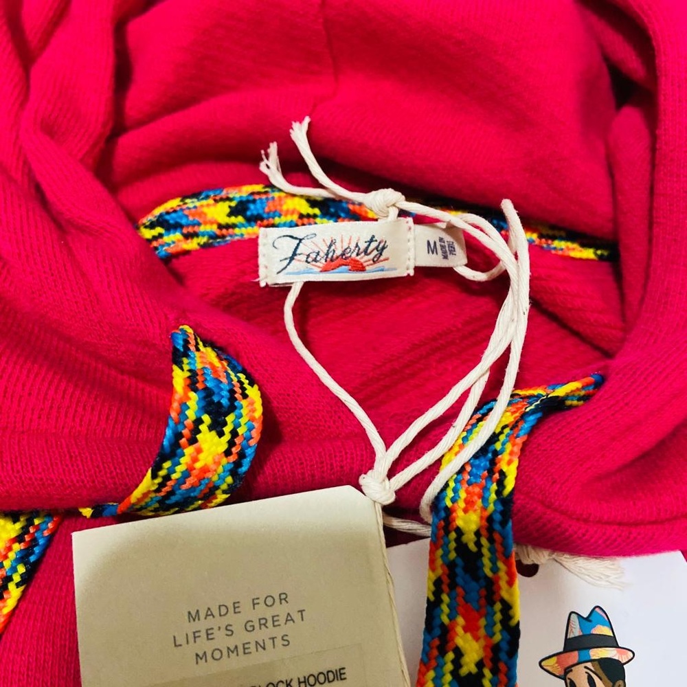 Faherty Cotton color block sweater sweatshirt hoodie - Picture 6 of 9
